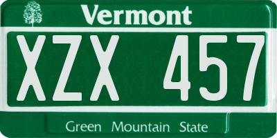 VT license plate XZX457