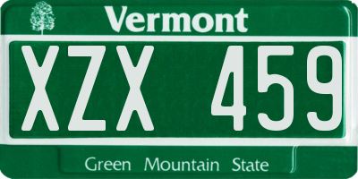 VT license plate XZX459