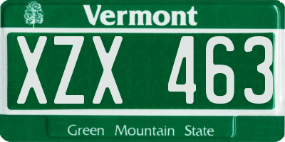 VT license plate XZX463