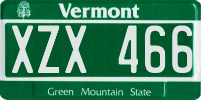 VT license plate XZX466