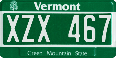 VT license plate XZX467