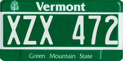 VT license plate XZX472