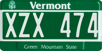 VT license plate XZX474