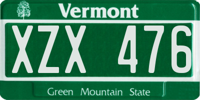 VT license plate XZX476