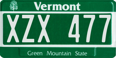 VT license plate XZX477