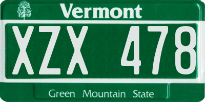VT license plate XZX478