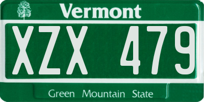 VT license plate XZX479