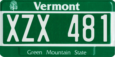 VT license plate XZX481