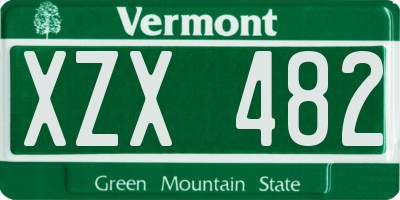 VT license plate XZX482