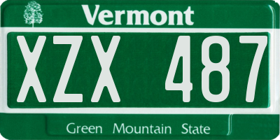 VT license plate XZX487