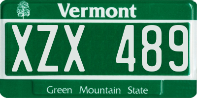 VT license plate XZX489