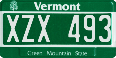 VT license plate XZX493
