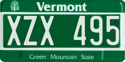 VT license plate XZX495