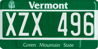 VT license plate XZX496