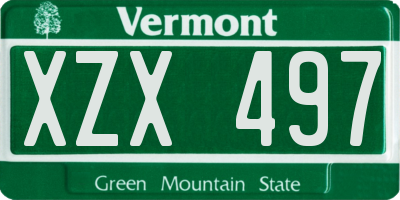 VT license plate XZX497