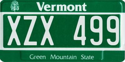 VT license plate XZX499