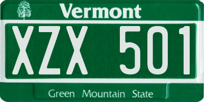 VT license plate XZX501
