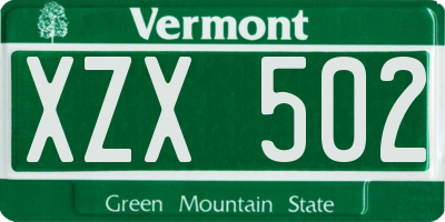 VT license plate XZX502