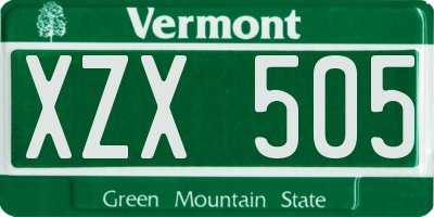 VT license plate XZX505