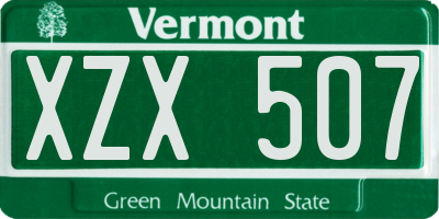 VT license plate XZX507