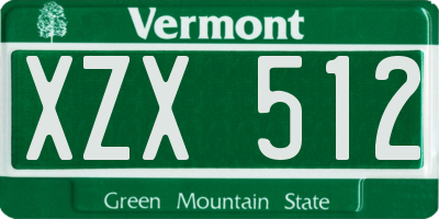 VT license plate XZX512