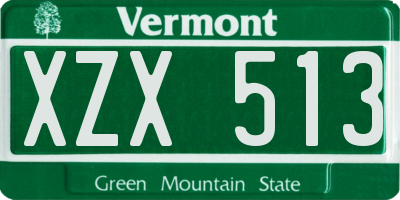 VT license plate XZX513