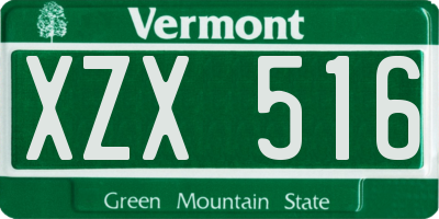 VT license plate XZX516