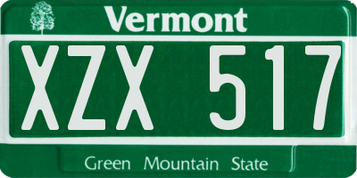 VT license plate XZX517