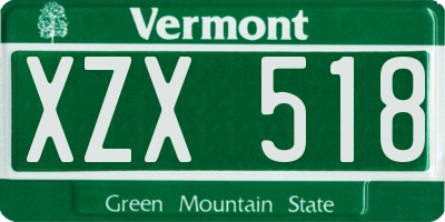VT license plate XZX518