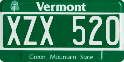 VT license plate XZX520