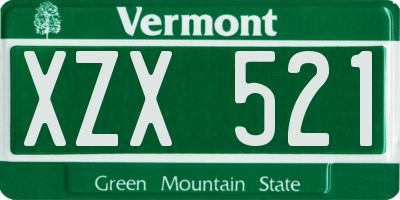 VT license plate XZX521