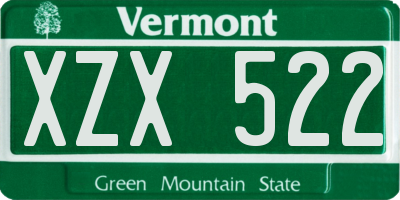 VT license plate XZX522