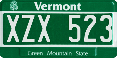 VT license plate XZX523