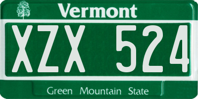 VT license plate XZX524