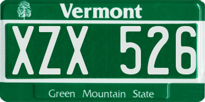 VT license plate XZX526