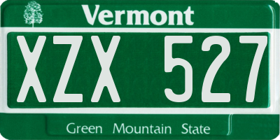 VT license plate XZX527