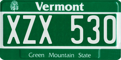 VT license plate XZX530