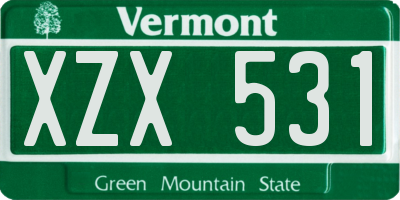 VT license plate XZX531