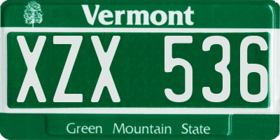 VT license plate XZX536