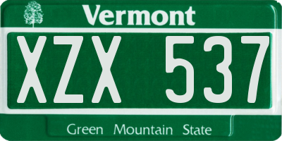 VT license plate XZX537