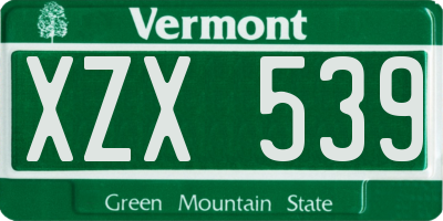 VT license plate XZX539