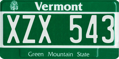 VT license plate XZX543