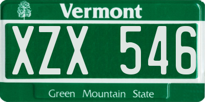 VT license plate XZX546