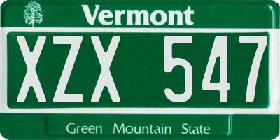 VT license plate XZX547