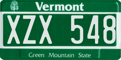 VT license plate XZX548