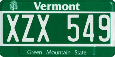 VT license plate XZX549
