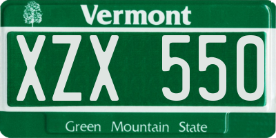 VT license plate XZX550