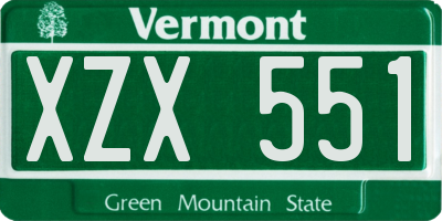 VT license plate XZX551