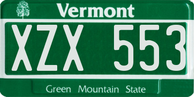 VT license plate XZX553