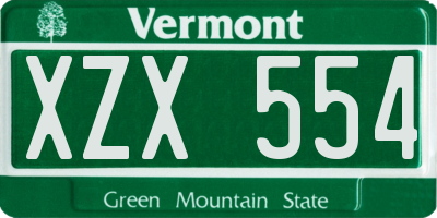 VT license plate XZX554